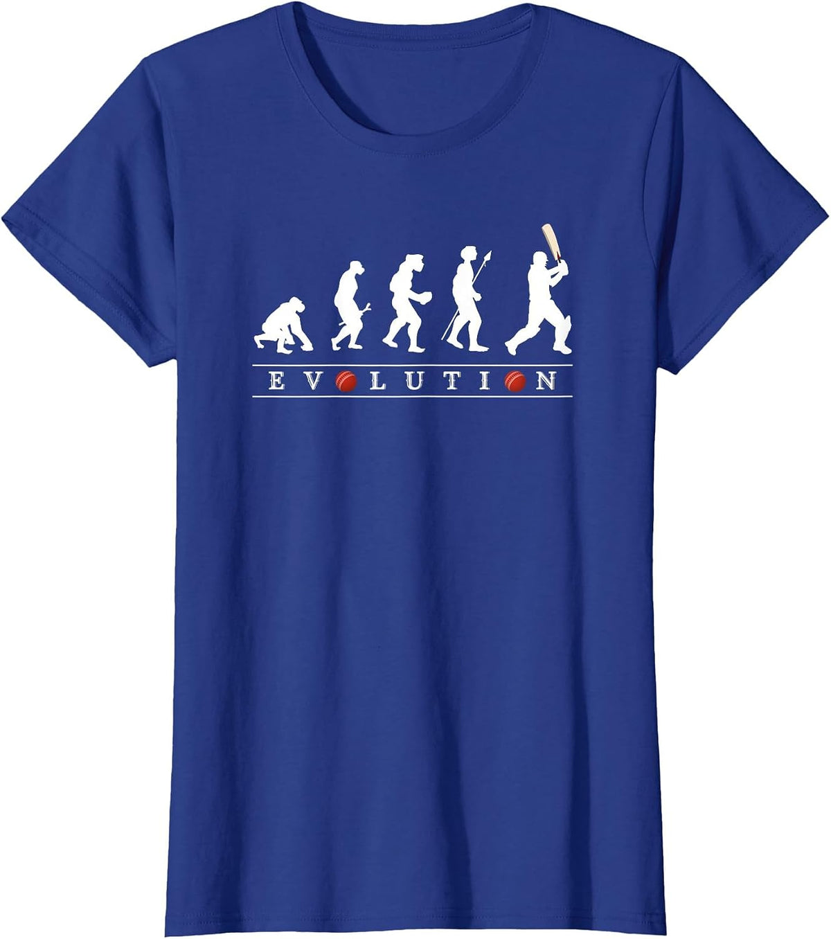 Funny Cricket Evolution T-Shirt - Royal Blue