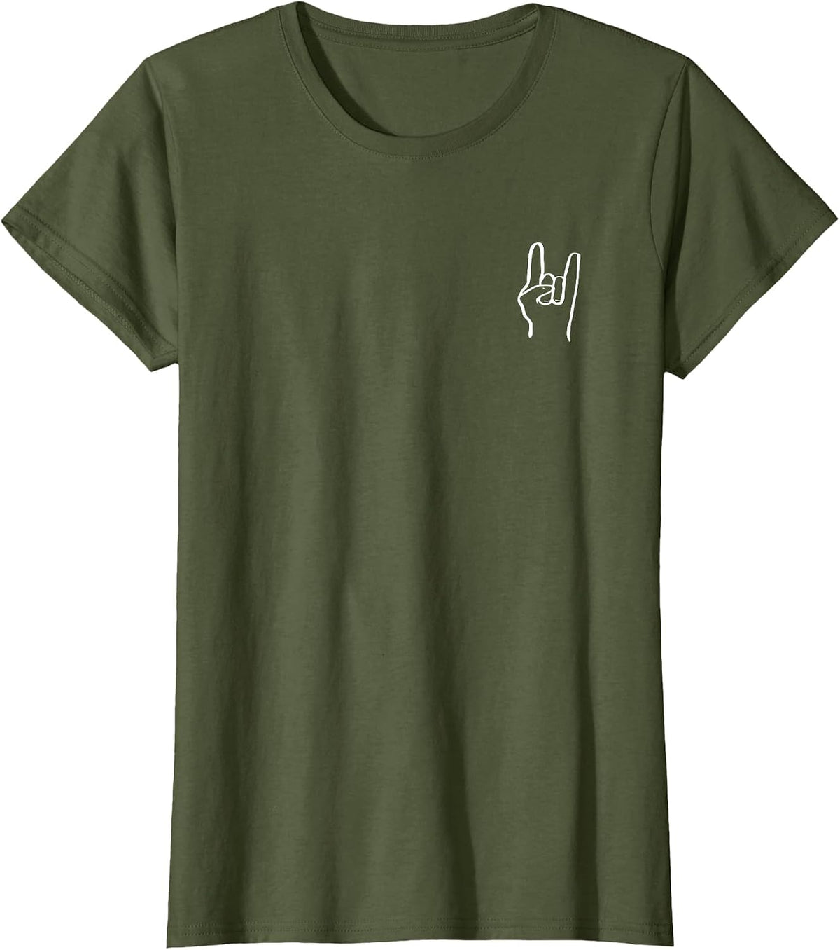 Devil Horns Metal Horns Rock On Rock and Roll Mano Cornuta T-Shirt - Olive Green