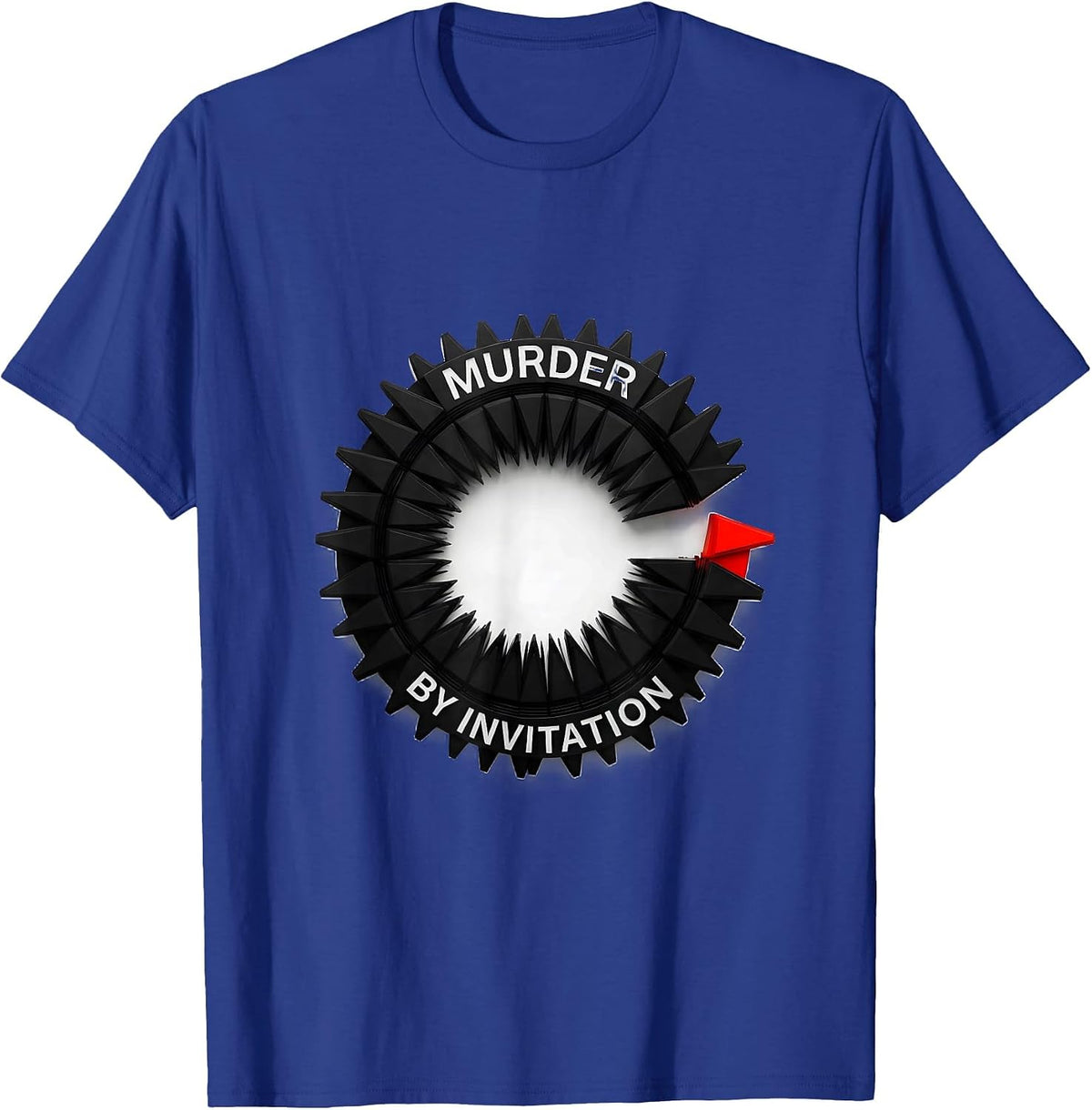 Men's Murder By Invitation Geometric Crow Meme Humor Bird Shocked T-Shirt - Royal Blue