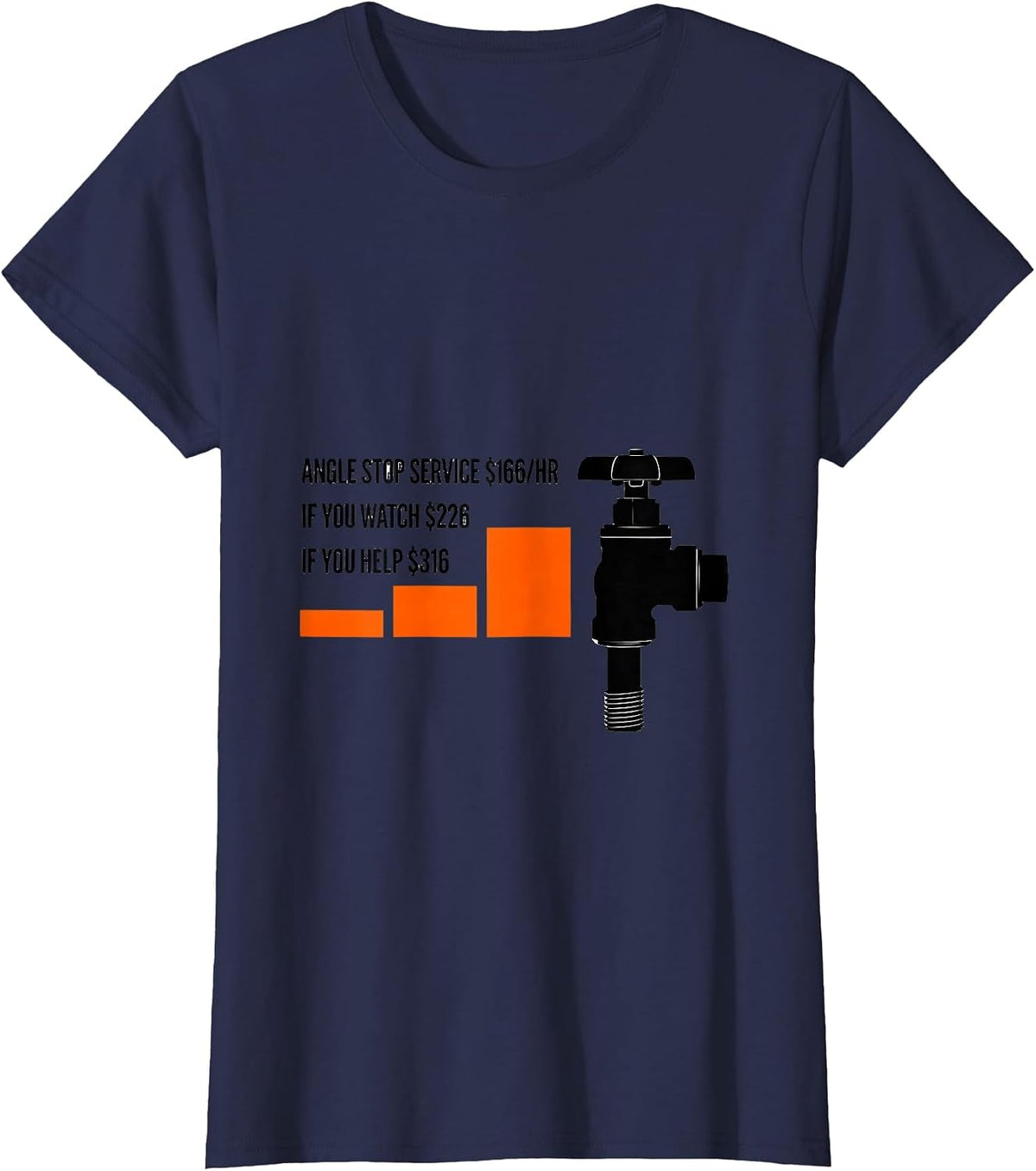 Women's Angle Stop Service Funny Plumber Dad Joke T-Shirt - Navy Blue