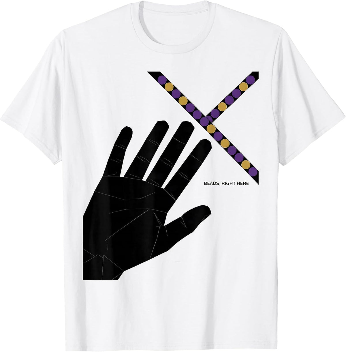 Men's Beads Right Here Swiss International Mardi Gras Carnival T-Shirt - White