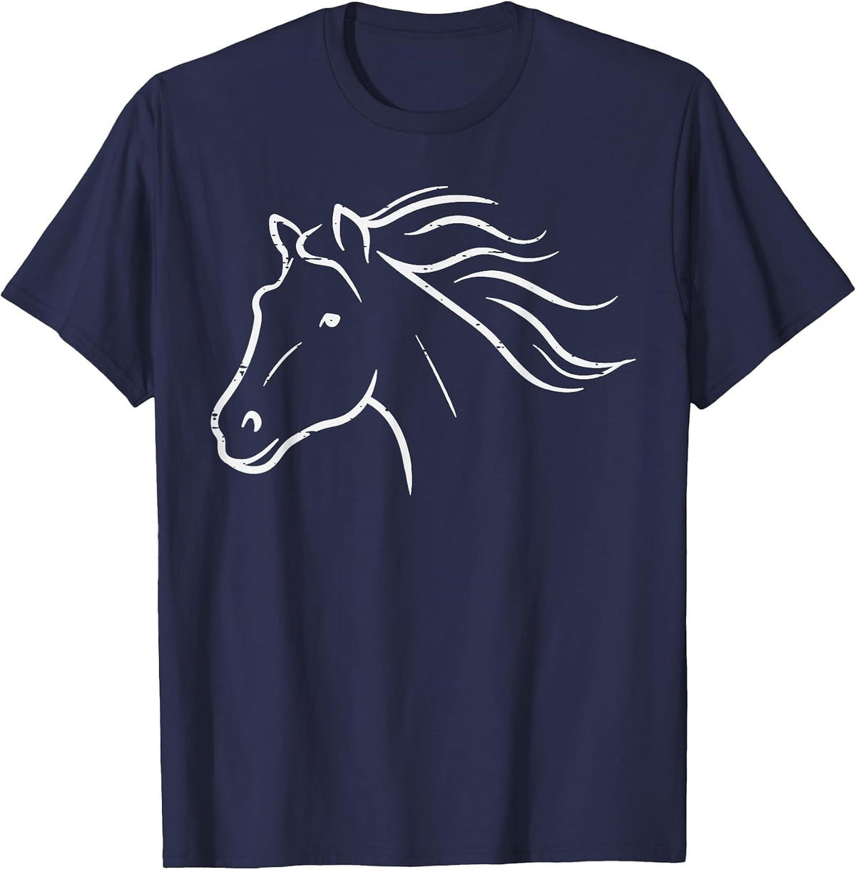 Minimal Horse Head Animal Riding Equestrian Men Women Kids T-Shirt - Navy Blue