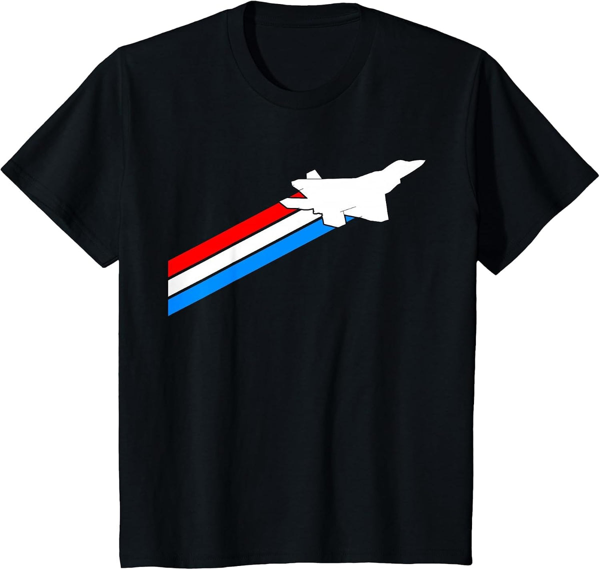 F-22 Raptor Fighter Jet Patriotic 4th July American Flag T-Shirt - Black
