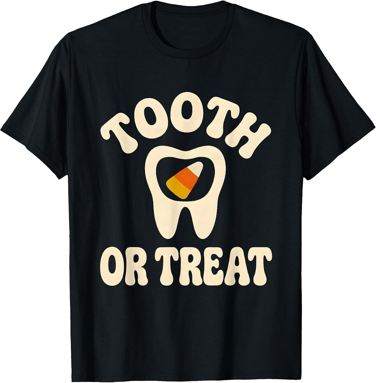Men's Tooth Or Treat Retro 70s Halloween Dentist Costume Humor T-Shirt - Black