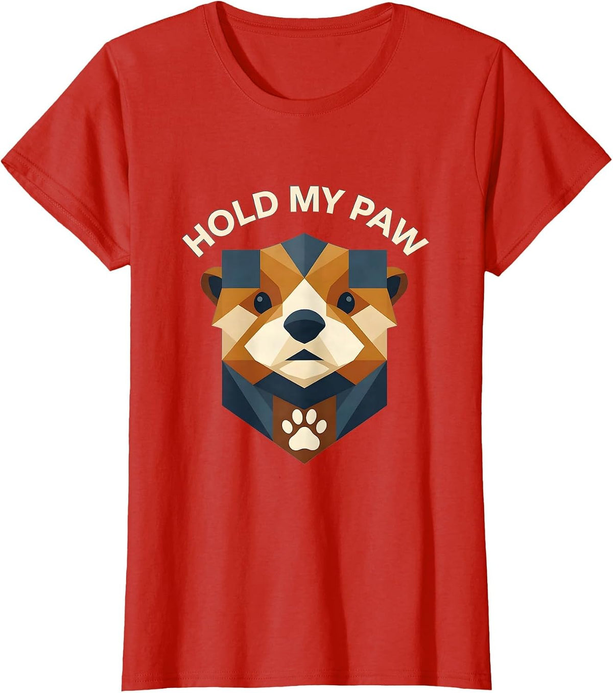 Women's Hold My Paw Cute Otter Design T-Shirt - Red