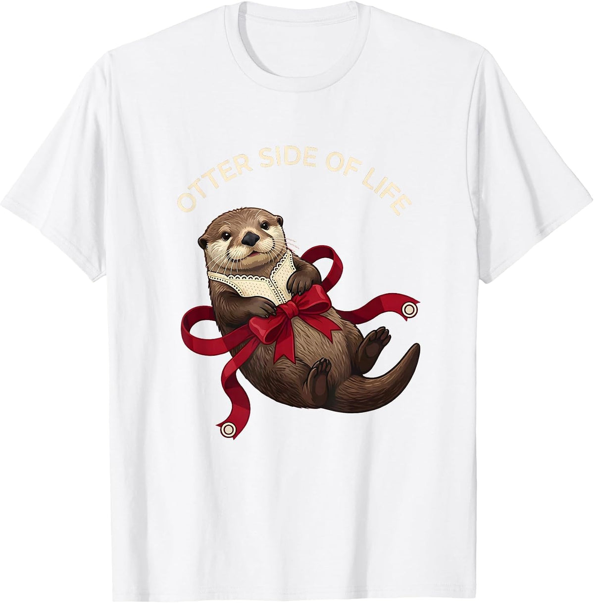 Men's Otter Side of Life Sea Otter Graphic Design T-Shirt - White