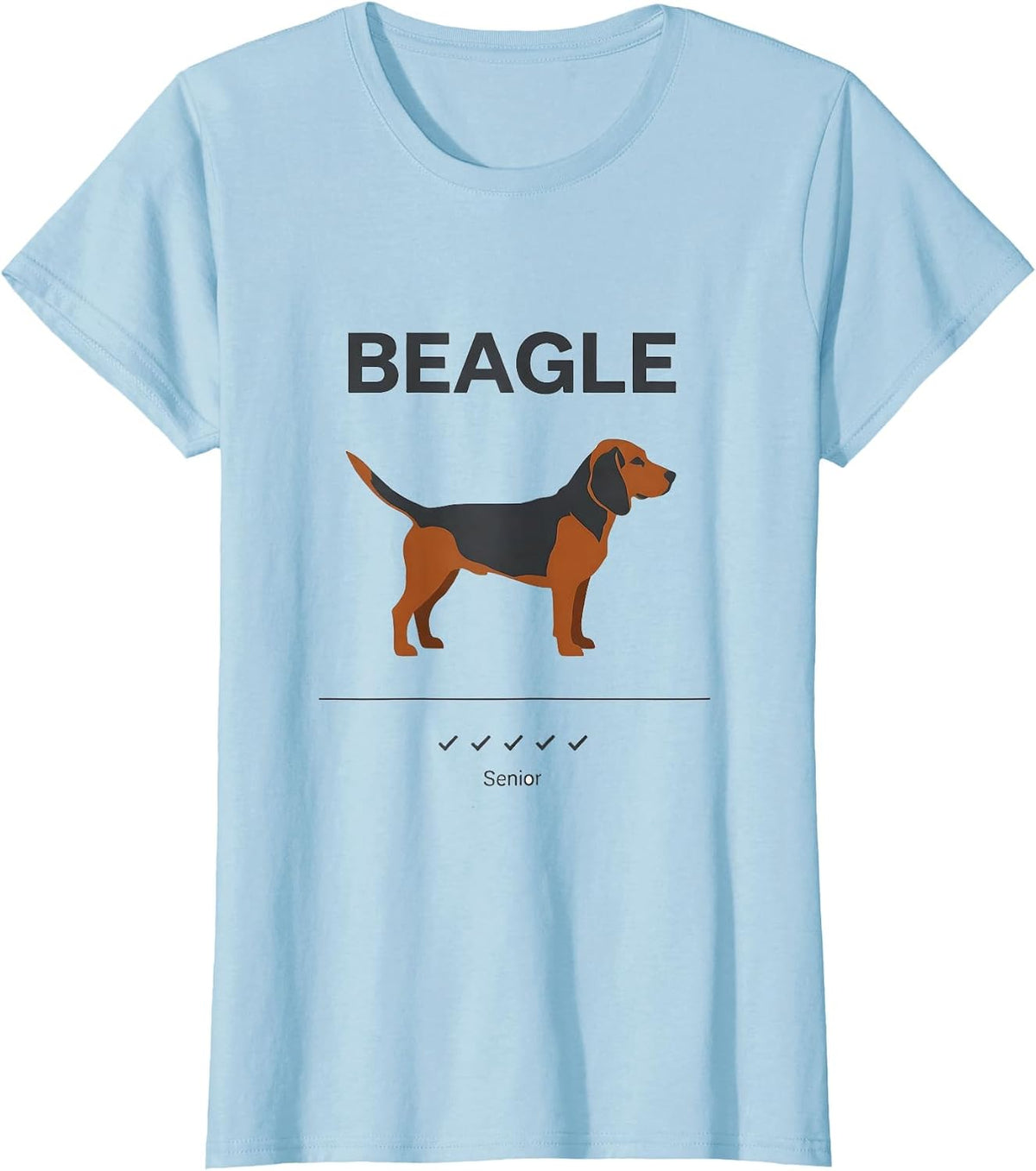 BEAGLE Senior Minimalist Badge Patch Line Art Dog Lover Gift T-Shirt - Baby Blue