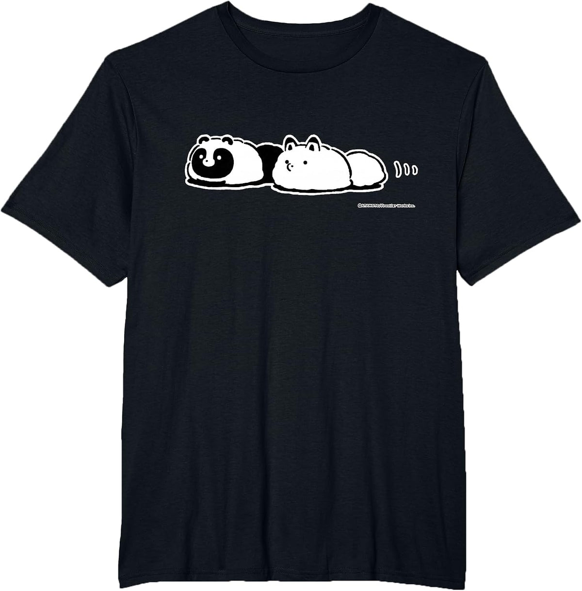 Tanuki to Kitsune (Raccoon Dog & Fox) (Wriggling) T-Shirt - Black