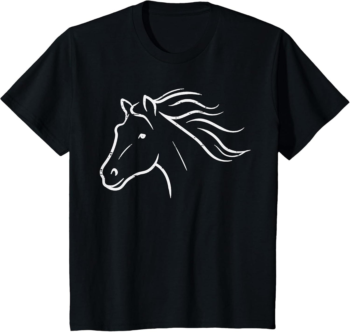 Minimal Horse Head Animal Riding Equestrian Men Women Kids T-Shirt - Black
