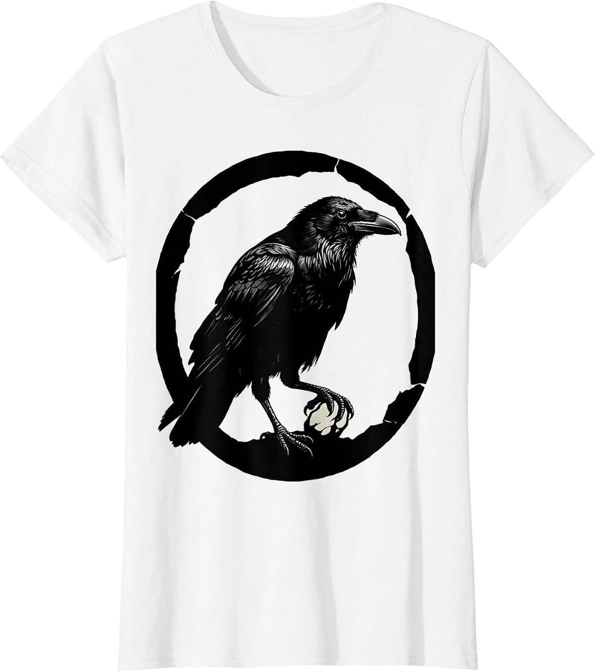 Black Raven Silhouette Dark Humor Gothic Bird Lover T-Shirt - White