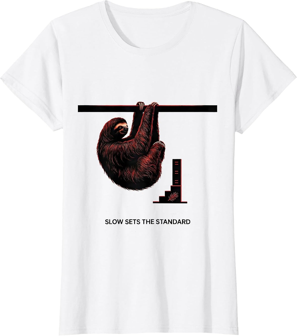 Women's Slow Sets The Standard Funny Sloth Lover Ugly Christmas T-Shirt - White