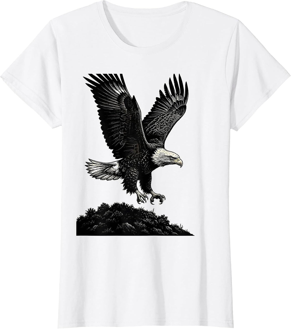 Bald Eagle Scratchboard Mascot Faith Gift T-Shirt - White