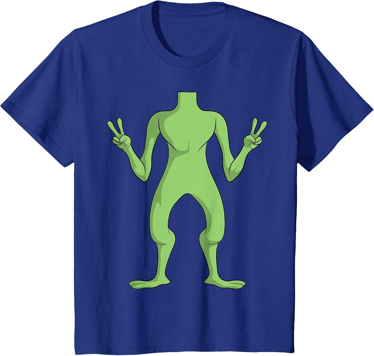 Alien Body Costume Halloween UFO Alien Lover Peace Sign T-Shirt - Royal Blue