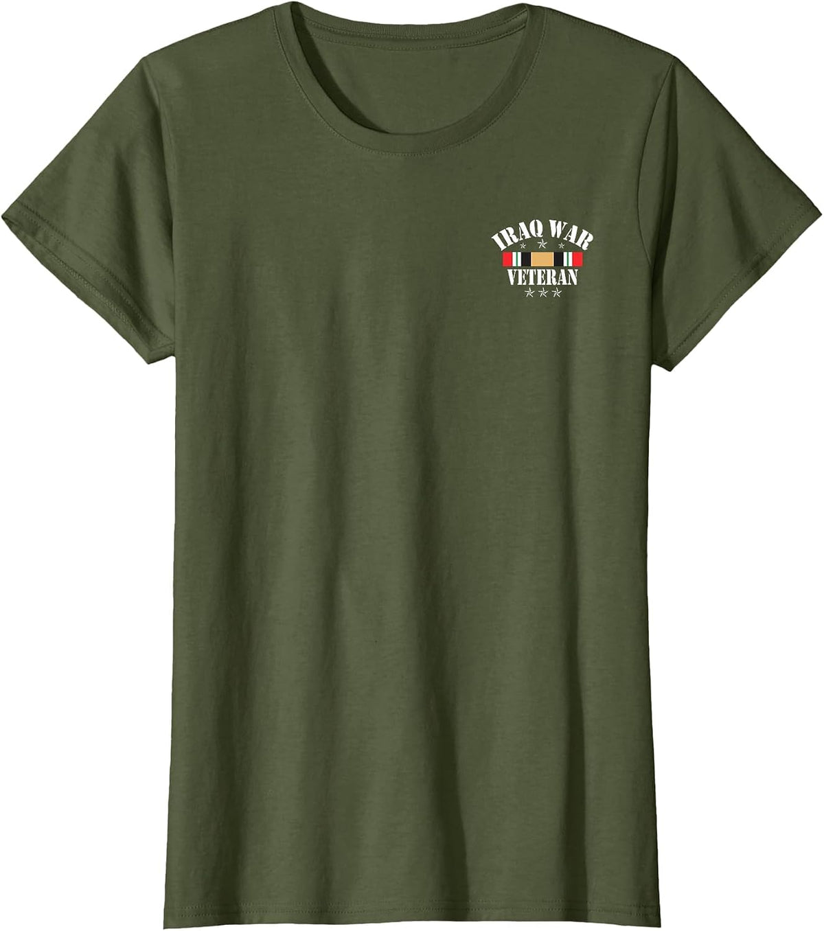 Iraq Veteran T-Shirt Iraq War Service Distressed Patriotic T-Shirt - Olive Green