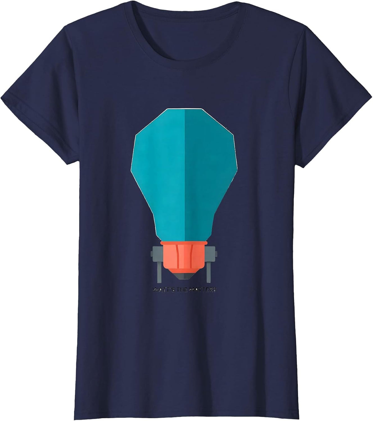 Women's Watt's The Matter? Funny Electrician Light Bulb Idea Pun T-Shirt - Navy Blue