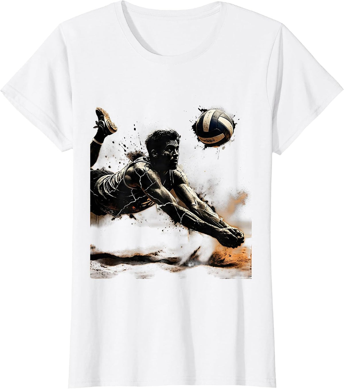 Women's Volleyball Diving Save Graphic Design T-Shirt - White