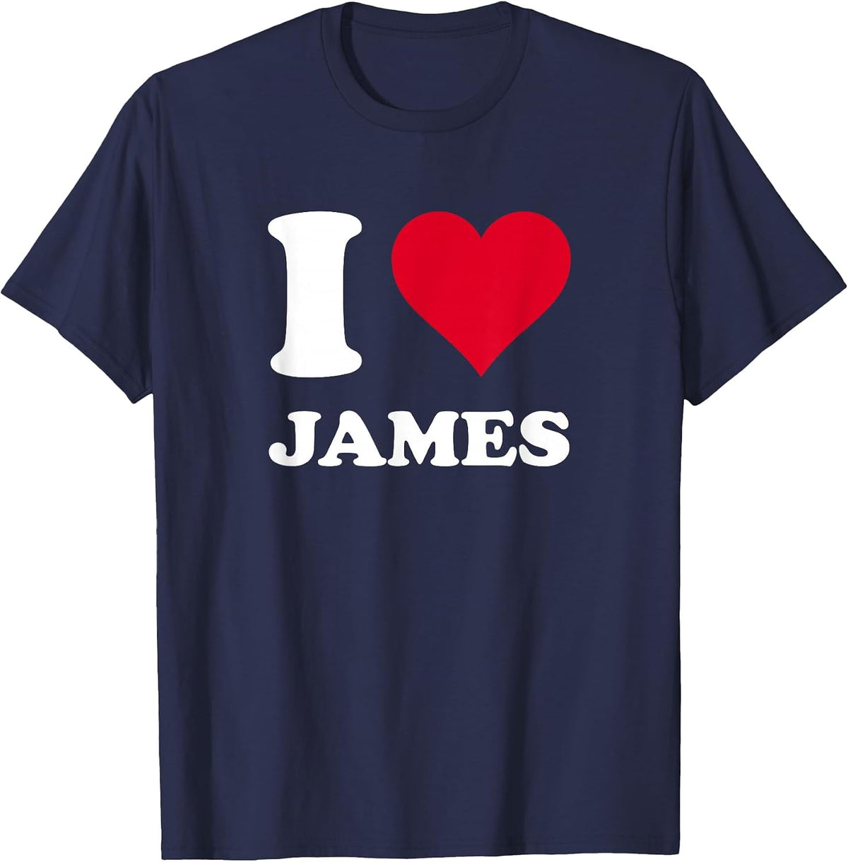 Red Heart I Love James T-Shirt - Navy Blue