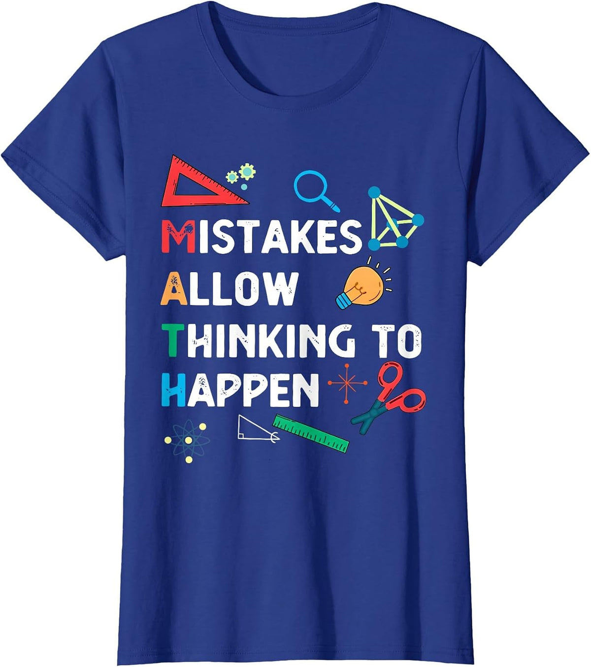 Retro Mistakes Allow Thinking to Happen Math Teacher Student T-Shirt - Royal Blue