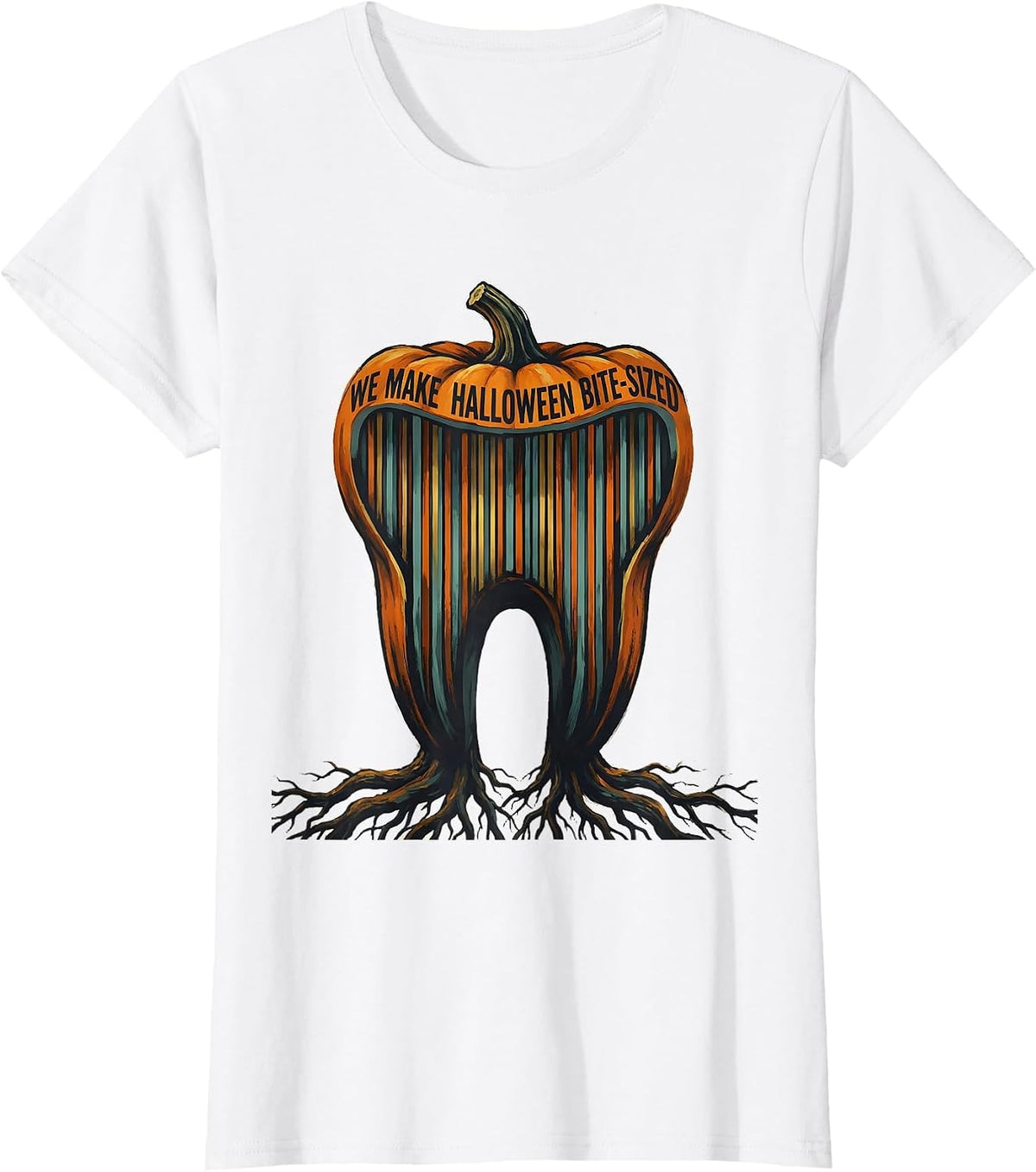 We Make Halloween Bite-Sized Funny Dental Squad Halloween T-Shirt - White