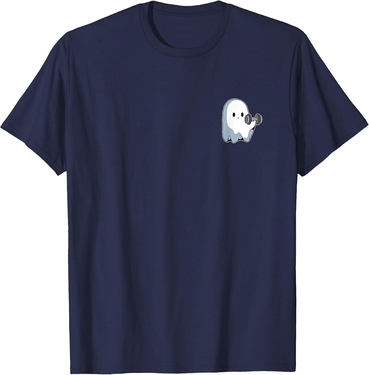 Ghost Weightlifting Pocket Funny Ghost Workout Halloween T-Shirt - Navy Blue
