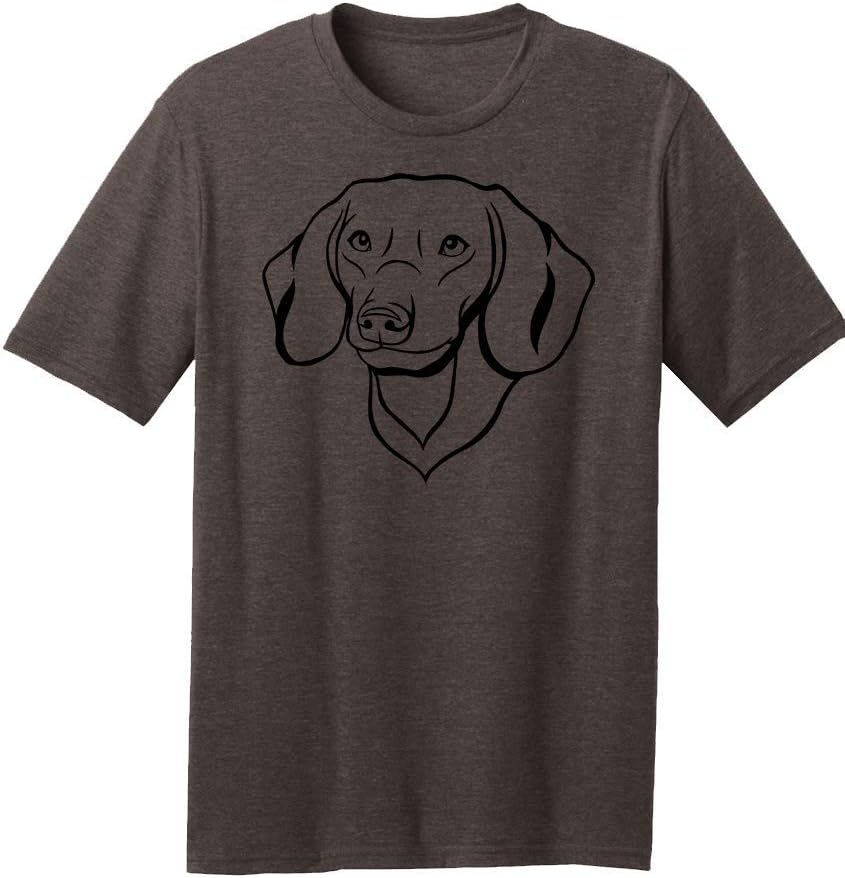 Dogline Mens Dachshund Dog Lovers Graphic Tee Shirt - Heather Brown