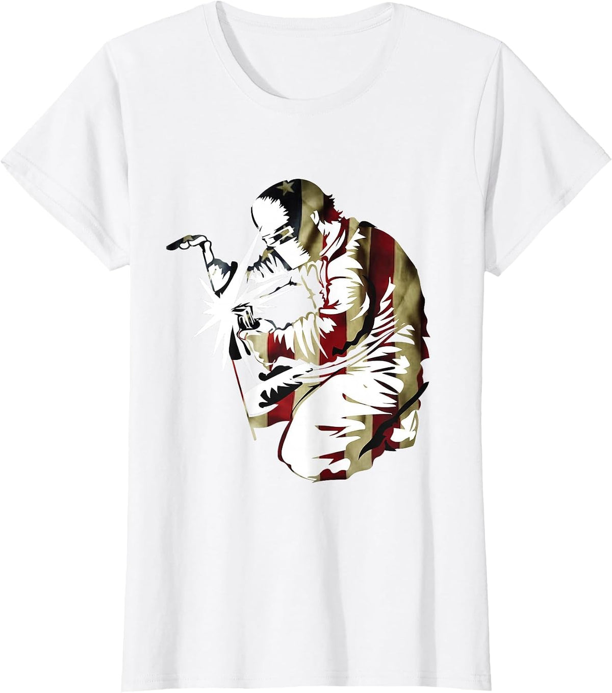 Patriotic American Welder with US Men Welding T-Shirt - White