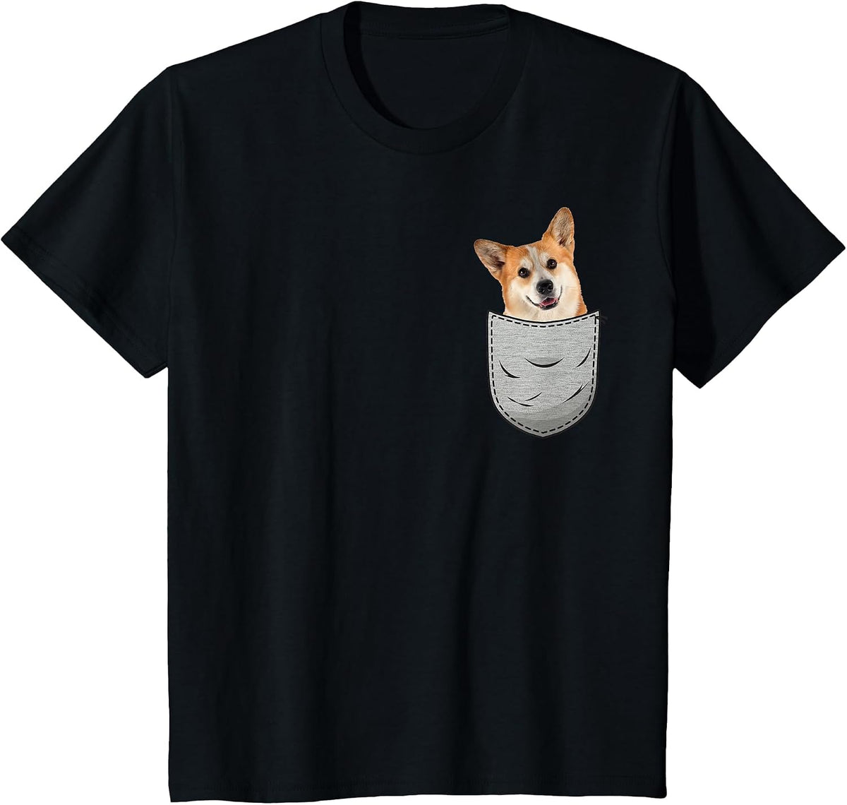 Welsh Corgi Pembroke Chest Pocket for Dog Owners T-Shirt - Black