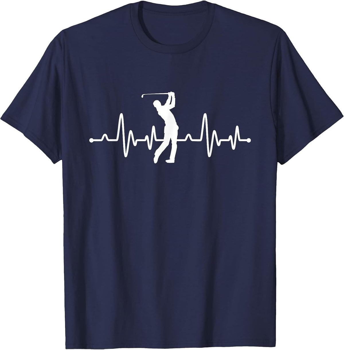 Heartbeat Golf Swing Golfing Golfer T-Shirt - Navy Blue