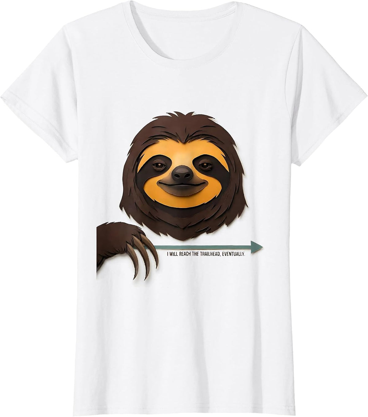 Women's I Will Reach The Trailhead Eventually Funny Sloth Lover T-Shirt - White