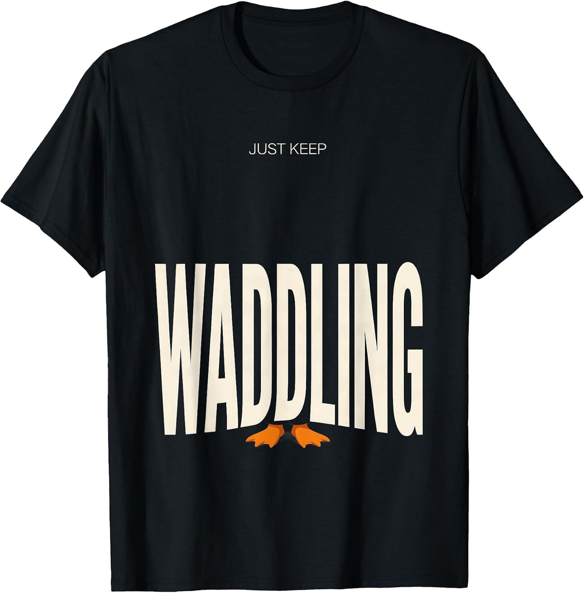 Men's Just Keep Waddling Penguin Graphic Design T-Shirt - Black