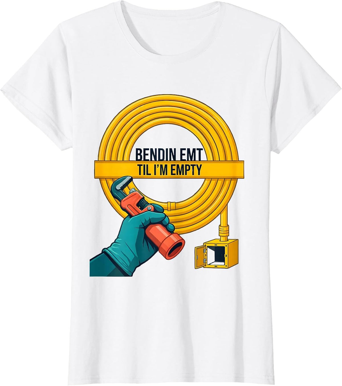 Women's Bendin EMT Til I'm Empty Funny Electrician Gift T-Shirt - White