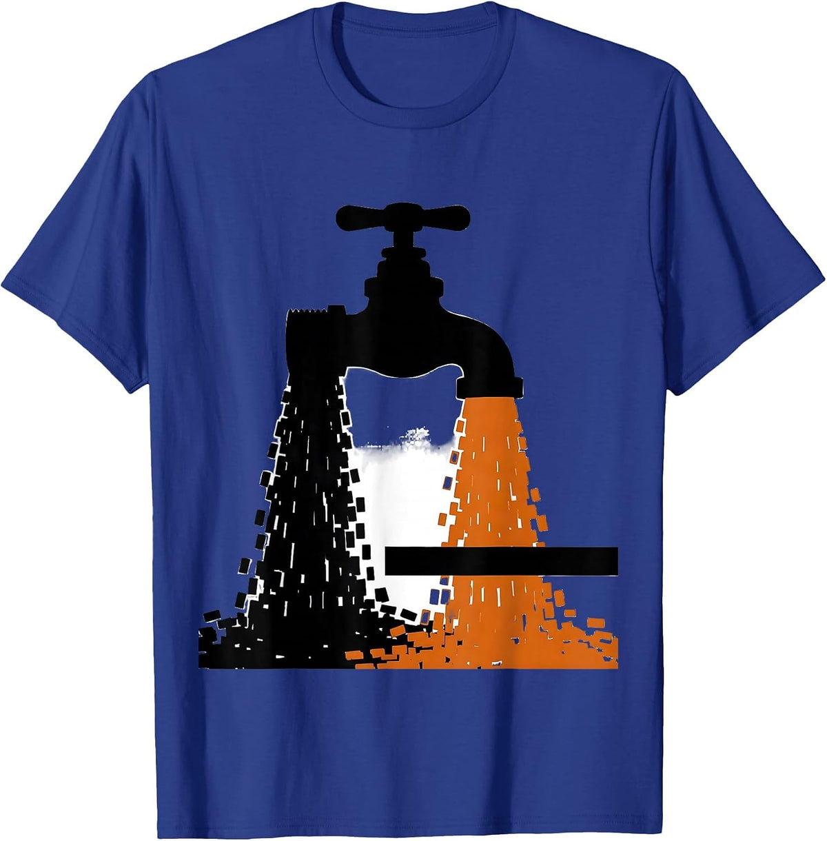 Faucet Pouring Binary Code Digital Art Design T-Shirt - Royal Blue