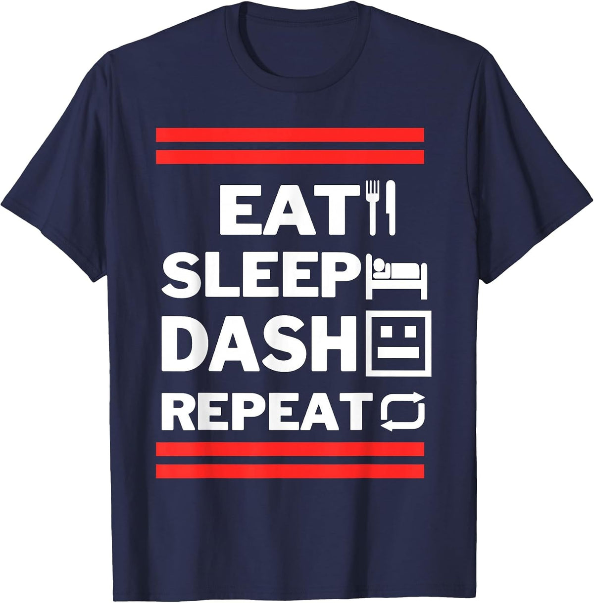 Eat Sleep Dash Repeat Video Game T-Shirt - Navy Blue