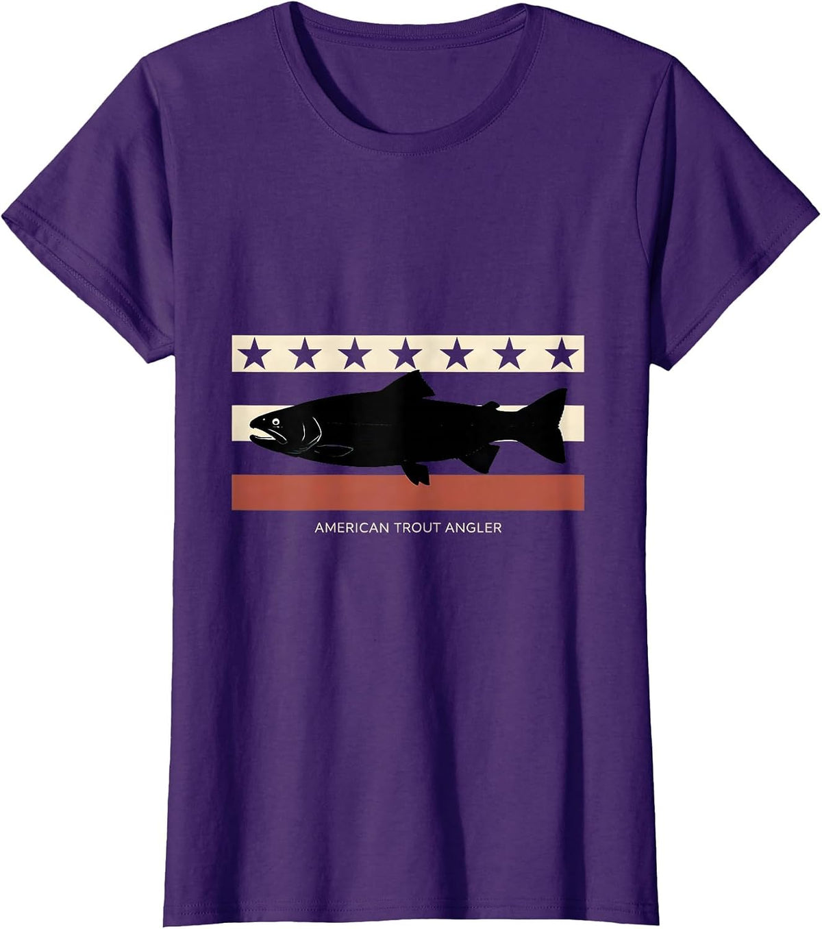 Women's American Trout Angler Disrupted Stripe Graphic Camo Fishing T-Shirt - Purple
