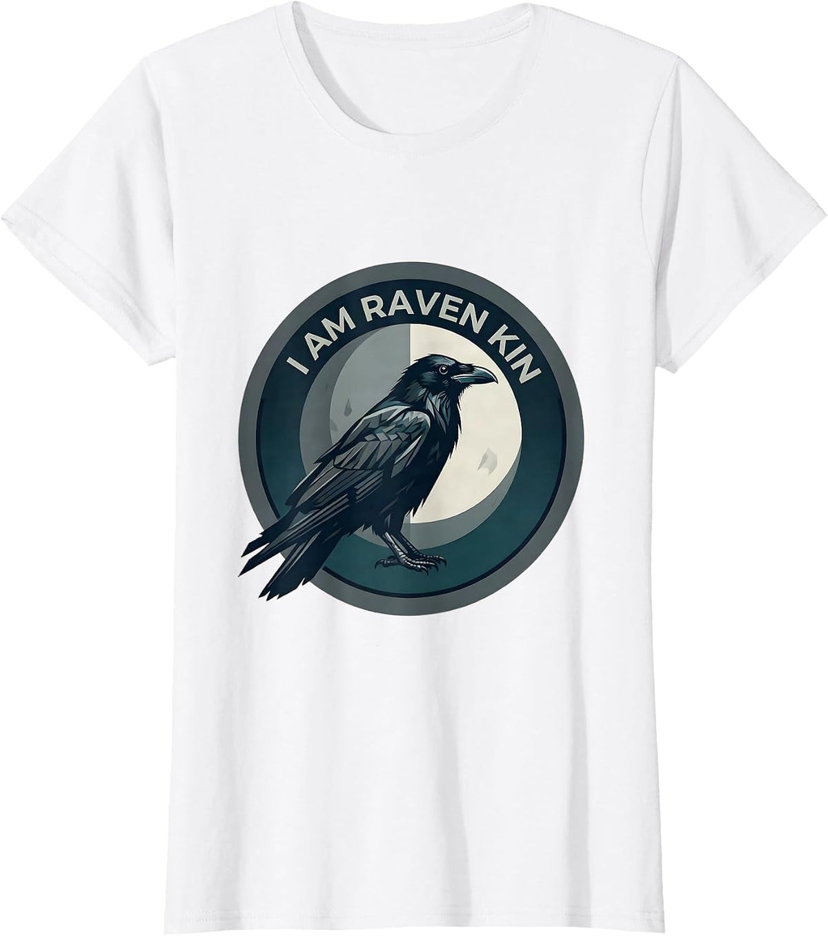Women's I Am Raven Kin Gothic Raven Bird Lover Dark Aesthetic T-Shirt - White