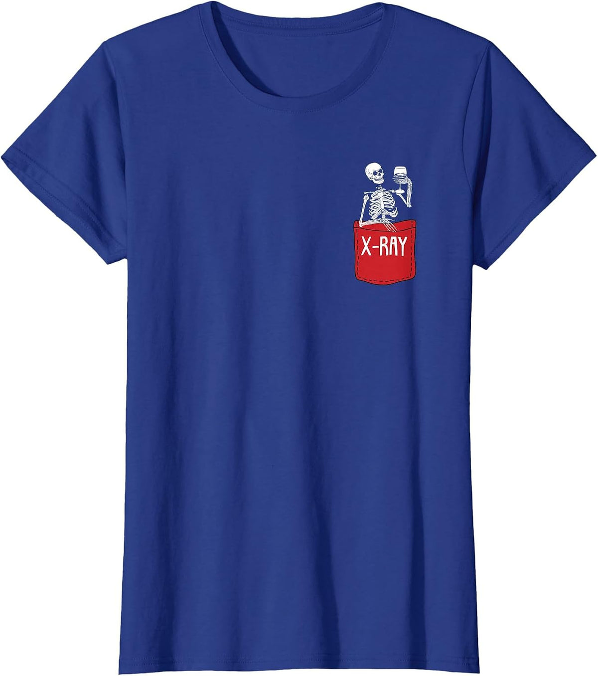X-Ray Radiologic Technologist Funny Skeleton Pocket Rad Tech T-Shirt - Royal Blue