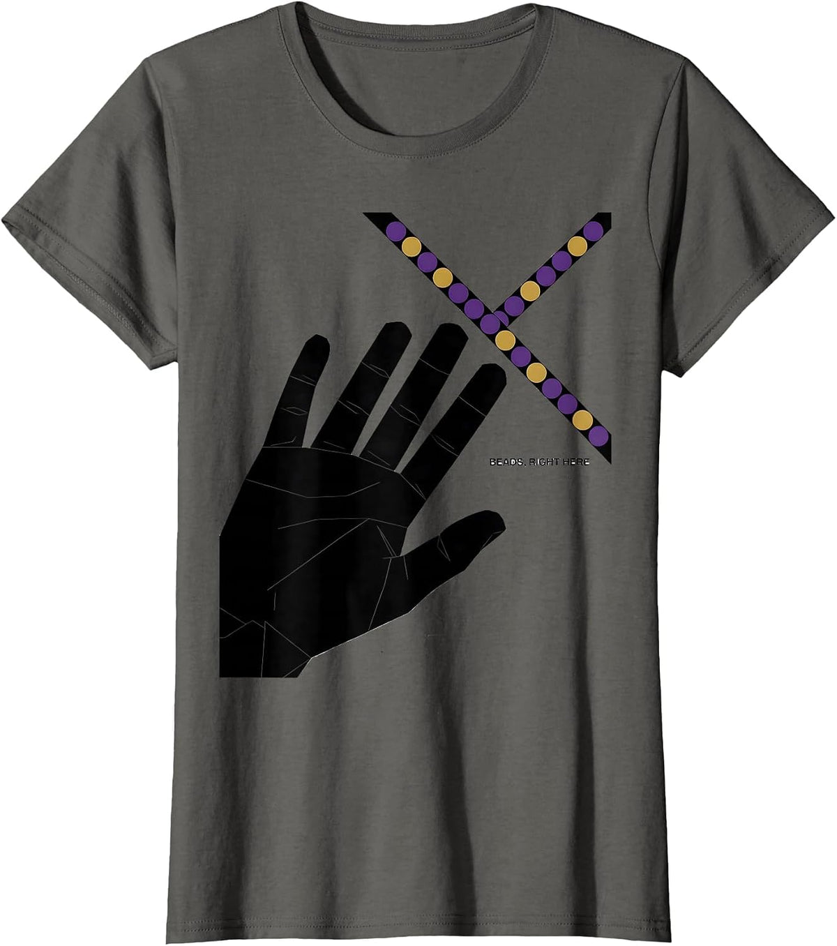 Women's Beads Right Here Swiss International Mardi Gras Carnival T-Shirt - Asphalt Grey