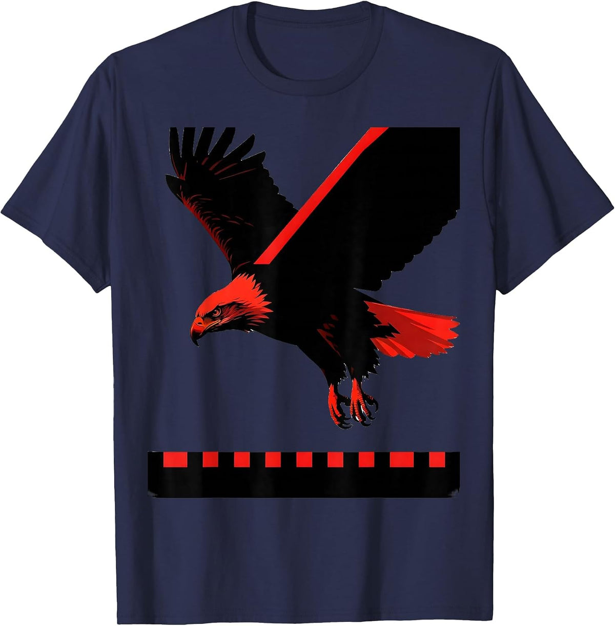 Men's Bald Eagle Descending Vintage Sports Fan Patriotic Pride T-Shirt - Navy Blue