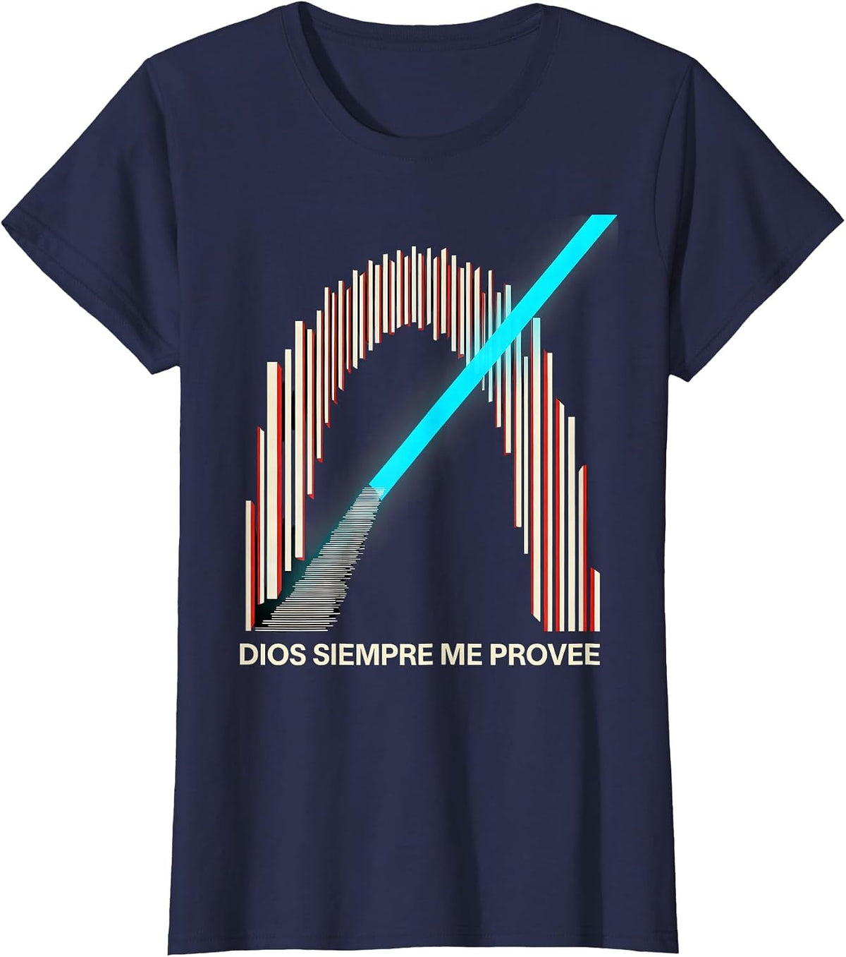 Women's Dios Siempre Me Provee New Wave Spanish Christian Faith T-Shirt - Navy Blue