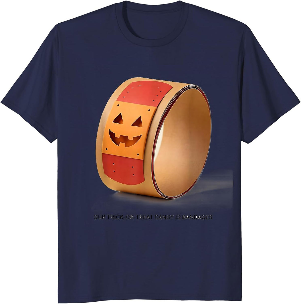Men's Our Trick-Or-Treat Candy Is Bandages Funny Halloween Nurse T-Shirt - Navy Blue