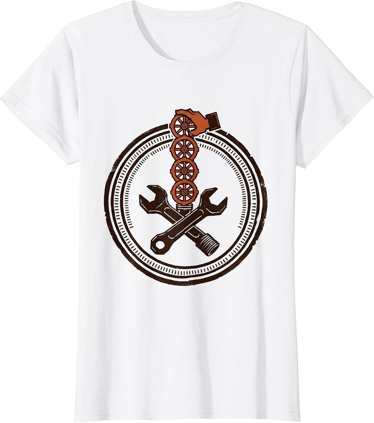 Sealed Pipe Wrench Badge Funny Plumber Occupational Humor T-Shirt - White