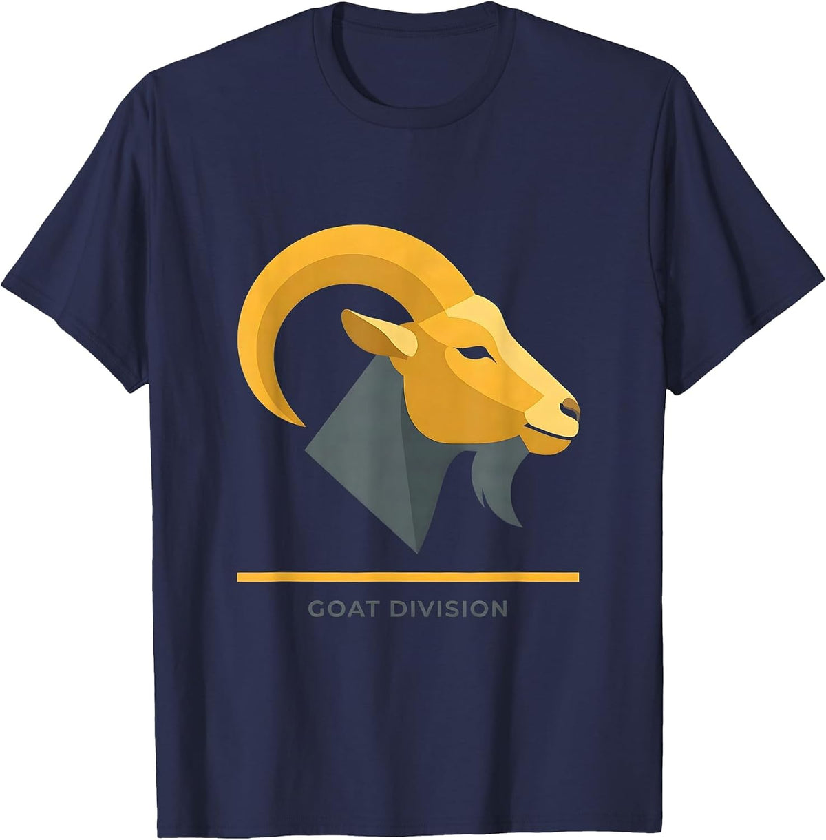 Men's Goat Division Flat Vector Animal Line Art Icon Outline Gift T-Shirt - Navy Blue