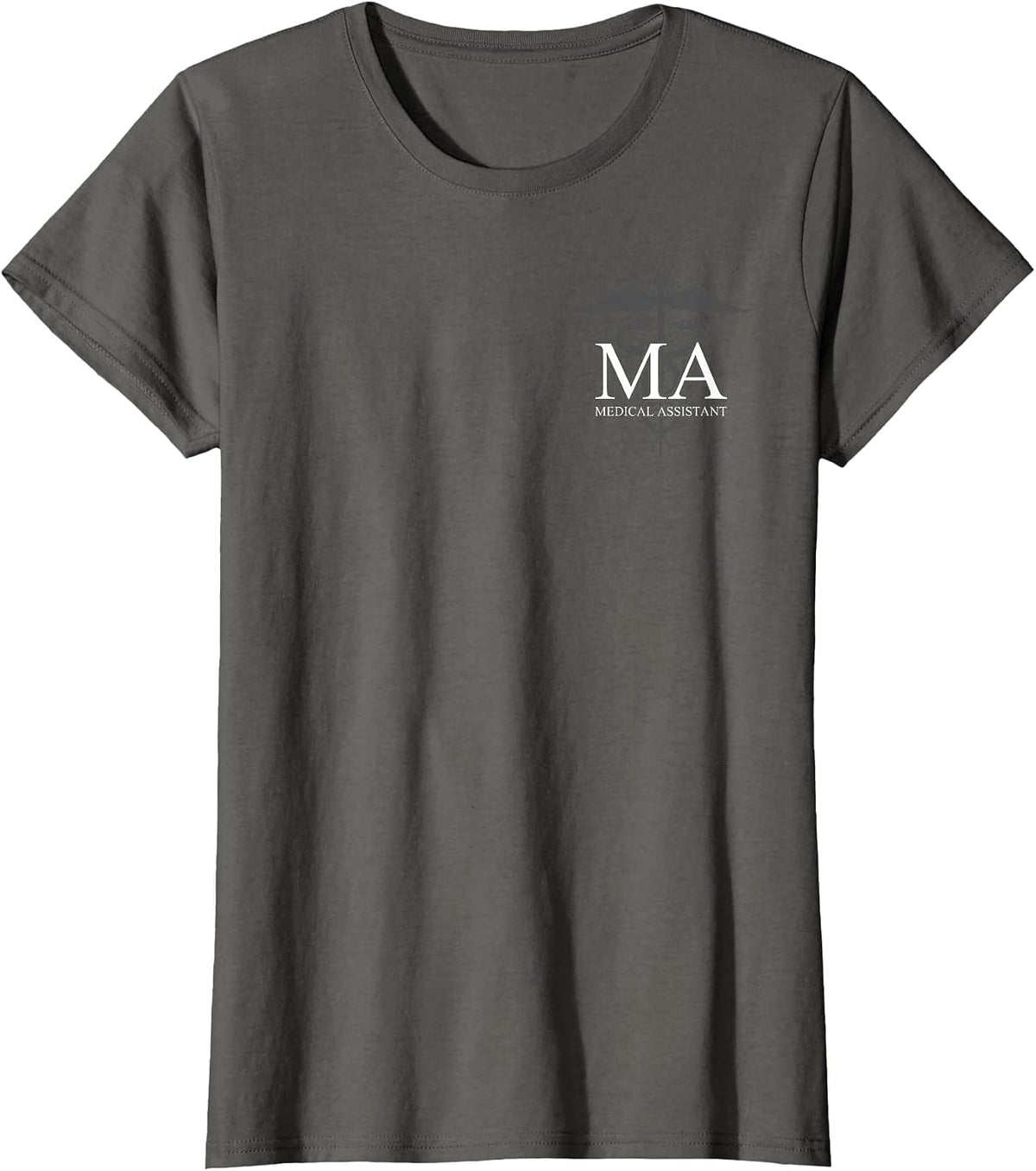Medical Assistant - Professional MA - Caduceus - Front/Back T-Shirt - Asphalt Grey