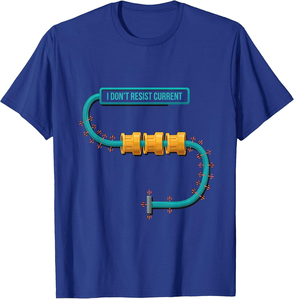 Men's I Don't Resist Current Funny Electrician Skeleton Humor T-Shirt - Royal Blue