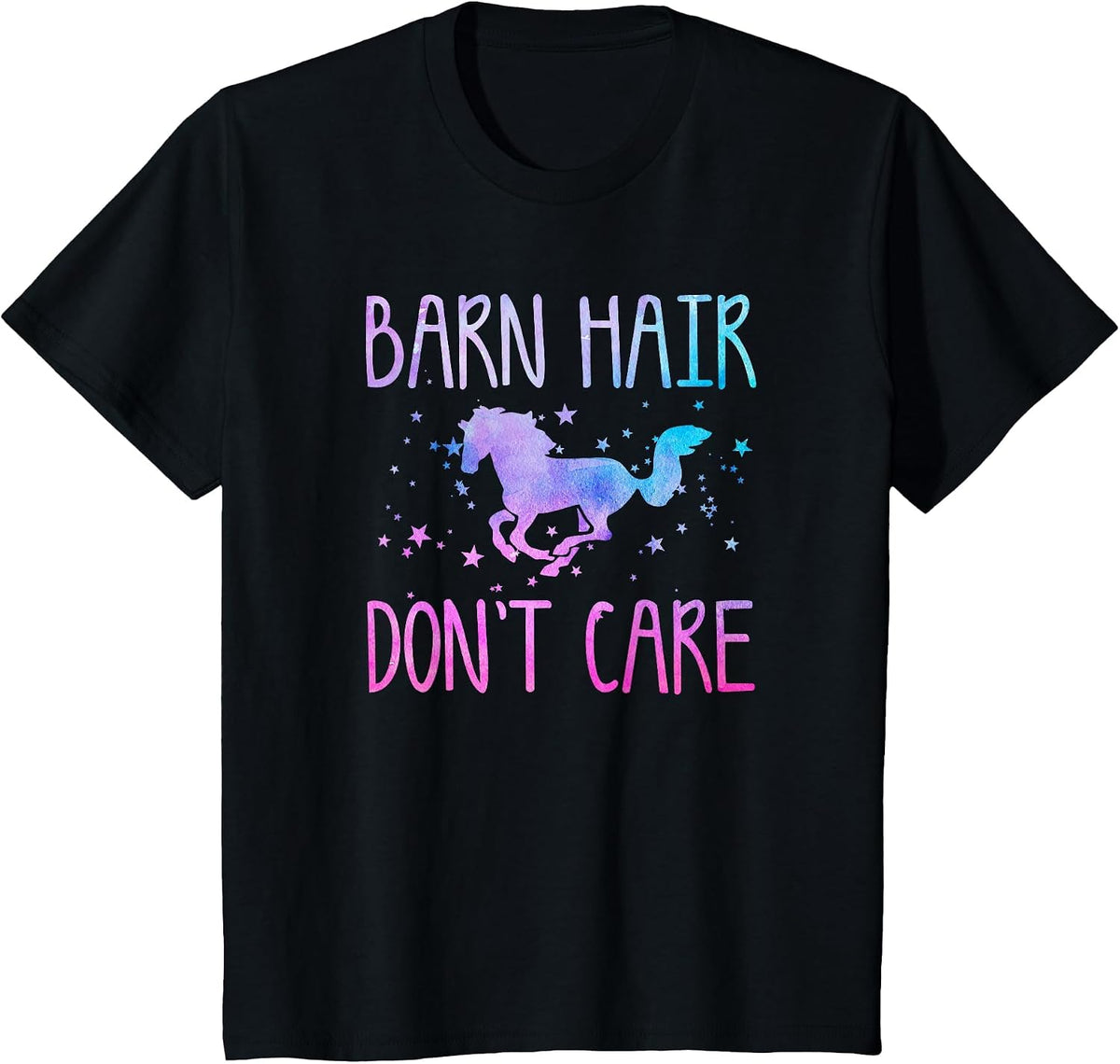 Barn Hair Don't Care Funny Horse Equestrian Rider Joke Quote T-Shirt - Black