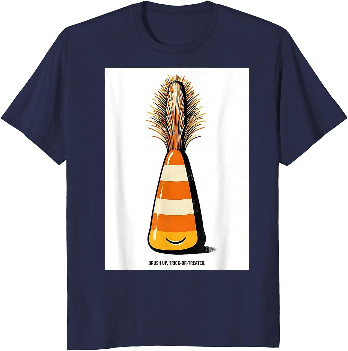 Brush Up, Trick-or-Treater Funny Dentist Halloween Dental T-Shirt - Navy Blue