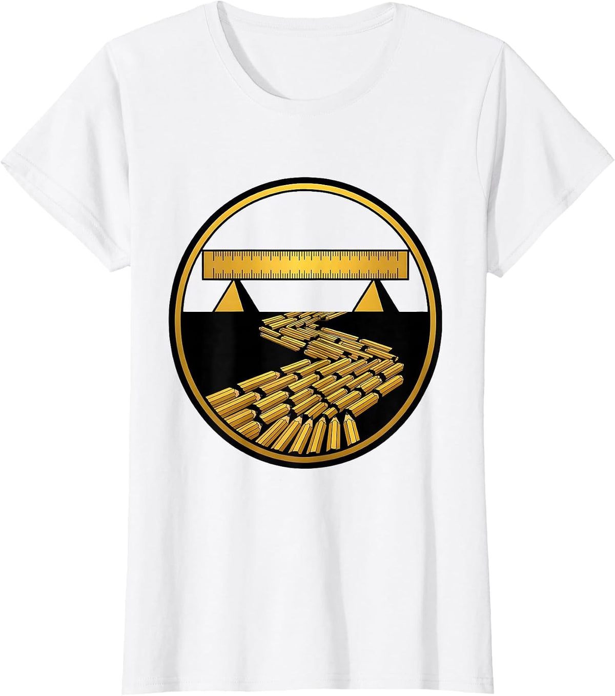 Back to School Ruler Bridge Pencil River Graphic T-Shirt - White