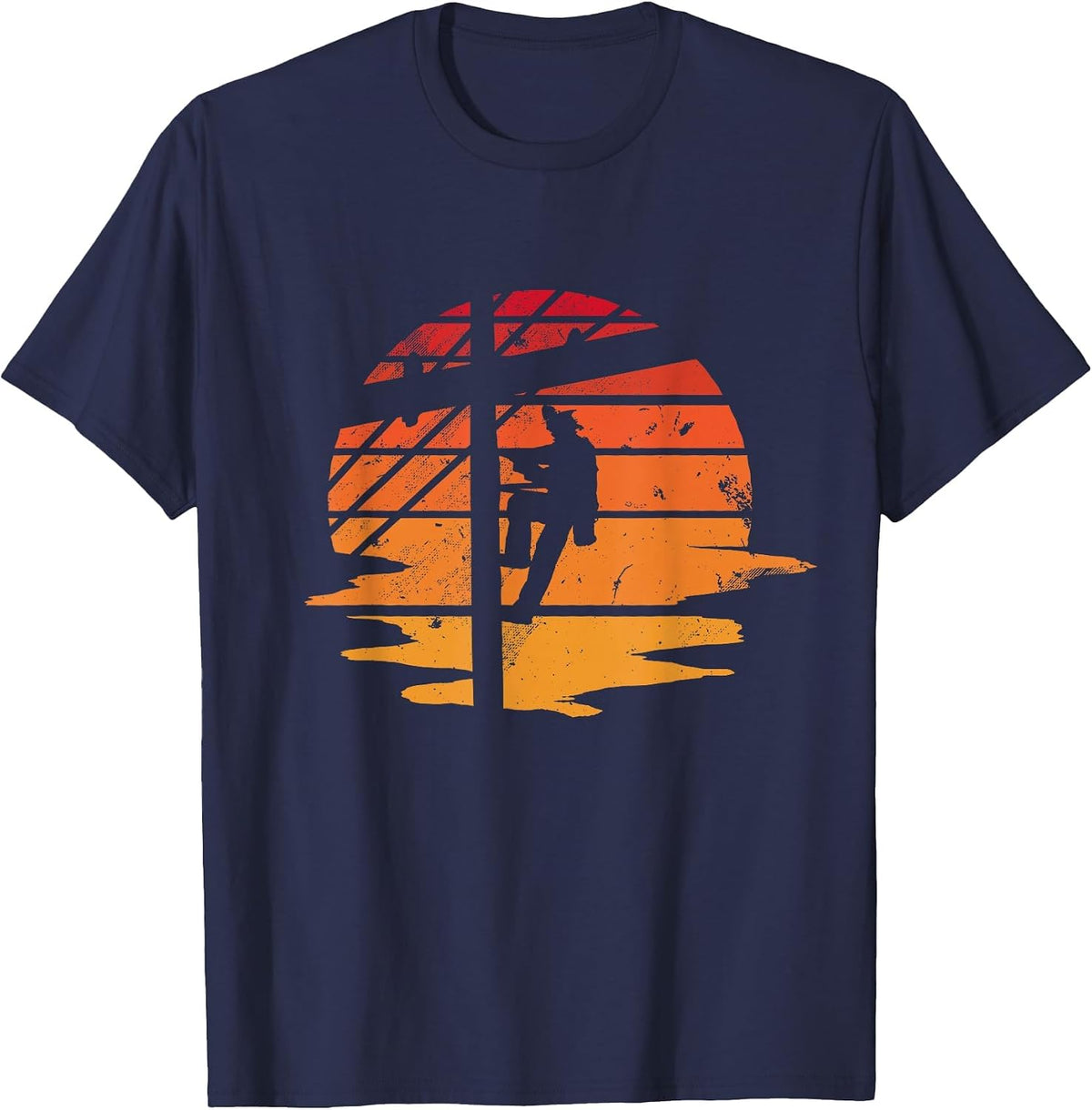 Vintage Distressed Lineman Shirt for Power Pole Electricians T-Shirt - Navy Blue