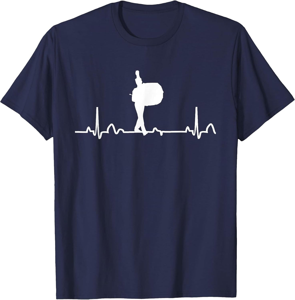 Bass Drum Heartbeat Shirt Marching Band Apparel Tee T-Shirt - Navy Blue