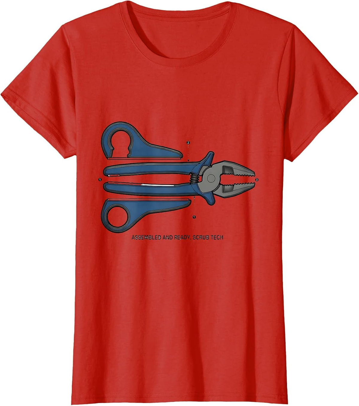 Women's Assembled And Ready Scrub Tech Surgical Technologist Humor T-Shirt - Red